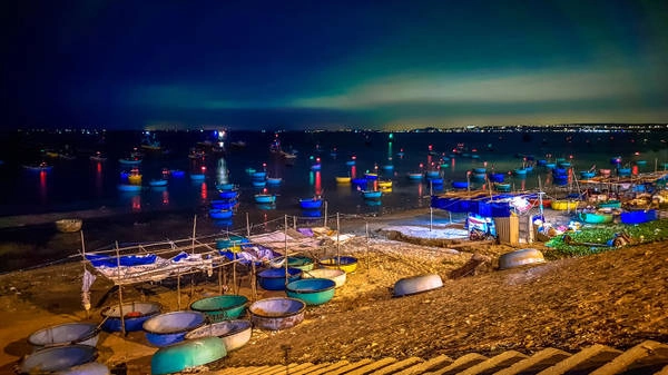 Thuyền thúng ở cảng cá Mũi Né Phan Thiết - Ảnh: Phạm An Dương
