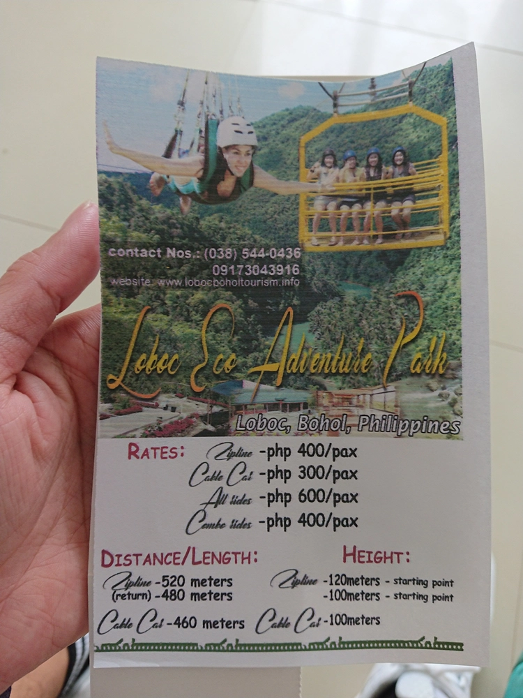 Thông tin và giá vé các trò chơi ở Loboc Eco Advanture Park. Ảnh: Tiểu Duy Thông tin và giá vé các trò chơi ở Loboc Eco Advanture Park. Ảnh: Tiểu Duy