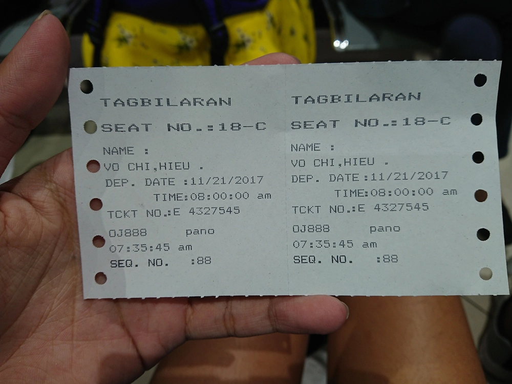 Vé tàu đi từ Cebu đến Bohol. Ảnh: Tiểu Duy Vé tàu đi từ Cebu đến Bohol. Ảnh: Tiểu Duy
