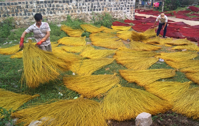 àng nghề dệt chiếu cói Phú Tân hiện có hơn 25 ha trồng cói sẵn có tại địa phương. Nhờ nguồn hàng ổn định, làng nghề nhiều năm nay vẫn phát triển mạnh, giúp giải quyết việc làm cho hơn 600 lao động trong vùng. àng nghề dệt chiếu cói Phú Tân hiện có hơn 25 ha trồng cói sẵn có tại địa phương. Nhờ nguồn hàng ổn định, làng nghề nhiều năm nay vẫn phát triển mạnh, giúp giải quyết việc làm cho hơn 600 lao động trong vùng.
