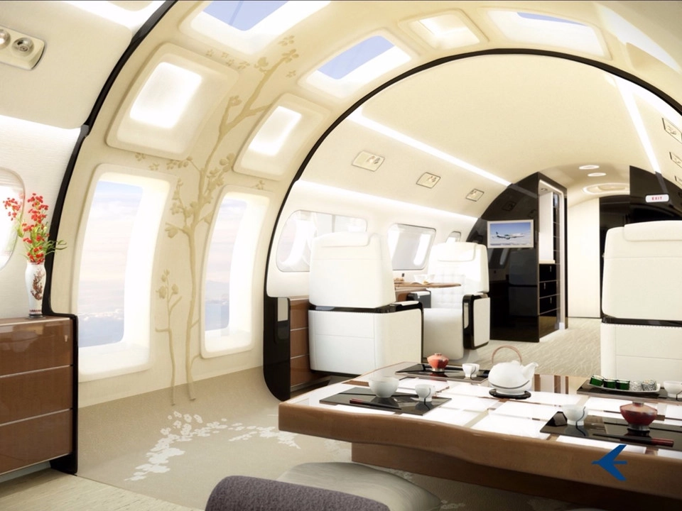5. Embraer Lineage 1000E: Lineage 1000E được chuyển thành máy bay tư nhân từ máy bay thương mại Embraer E190. Với giá 53 triệu USD, nó có nội thất sang trọng, tiện nghi với thiết kế nguyên bản tương tự các chuyên cơ đã đề cập ở trên. 5. Embraer Lineage 1000E: Lineage 1000E được chuyển thành máy bay tư nhân từ máy bay thương mại Embraer E190. Với giá 53 triệu USD, nó có nội thất sang trọng, tiện nghi với thiết kế nguyên bản tương tự các chuyên cơ đã đề cập ở trên.