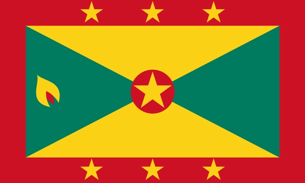 Được đưa vào sử dụng từ năm 1974, quốc kỳ của Grenada có viền màu đỏ với 6 ngôi sao tượng trưng cho 6 xứ đạo của đất nước. Được đưa vào sử dụng từ năm 1974, quốc kỳ của Grenada có viền màu đỏ với 6 ngôi sao tượng trưng cho 6 xứ đạo của đất nước.