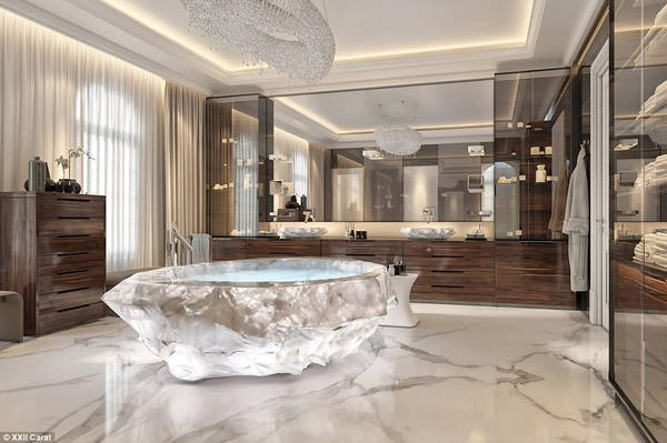 Khu tổ hợp biệt thự được mong đợi XXII Carat trên quần đảo Palm Jumeriah ở Dubai (Các Tiểu vương quốc Ả Rập thống nhất) dành cho giới siêu giàu trên thế giới, với bồn tắm trị giá tới một triệu USD. Khu tổ hợp biệt thự được mong đợi XXII Carat trên quần đảo Palm Jumeriah ở Dubai (Các Tiểu vương quốc Ả Rập thống nhất) dành cho giới siêu giàu trên thế giới, với bồn tắm trị giá tới một triệu USD.