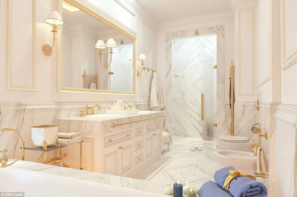 Các nhà tắm khác trong biệt thự cũng được ốp đá hoa cương trắng sang trọng, lịch lãm. Các nhà tắm khác trong biệt thự cũng được ốp đá hoa cương trắng sang trọng, lịch lãm.