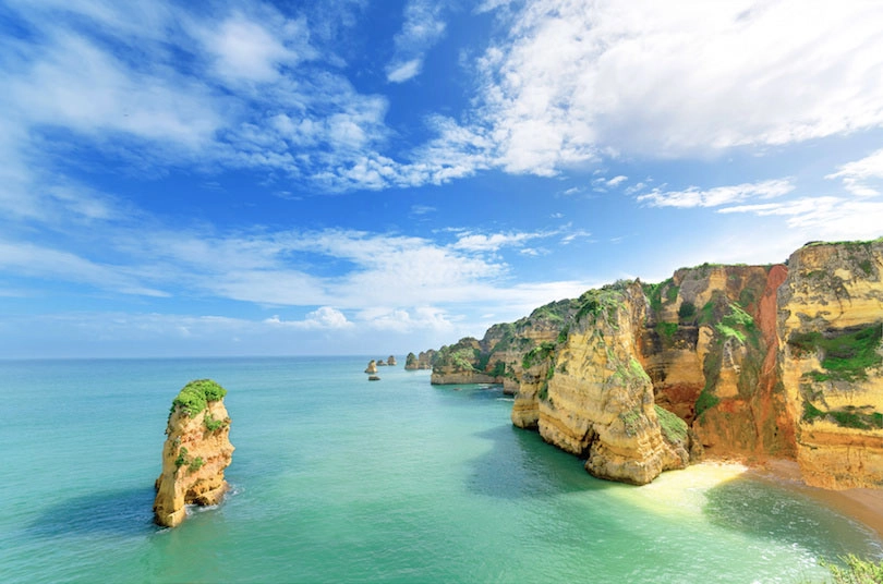 Idyllic beach landscape at Lagos, Algarve, (Portugal)