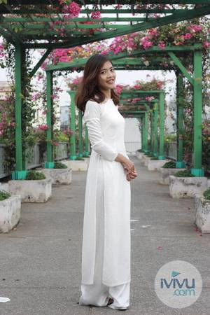 Cô gái khoe vẻ đẹp mỏng manh xinh tươi trên cầu đi bộ phủ đầy hoa giấy. Ảnh: iVIVU.com Cô gái khoe vẻ đẹp mỏng manh xinh tươi trên cầu đi bộ phủ đầy hoa giấy.