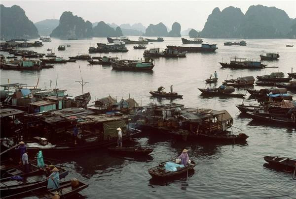 Làng chài Cửa Vạn ở vịnh Hạ Long, 1995.