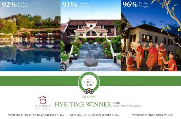 3 khu nghỉ dưỡng này được trao giải thưởng Hall of Fame bởi đã có 5 năm liên tiếp đón nhận giải Certificate of Excellence. 3 khu nghỉ dưỡng này được trao giải thưởng Hall of Fame bởi đã có 5 năm liên tiếp đón nhận giải Certificate of Excellence.
