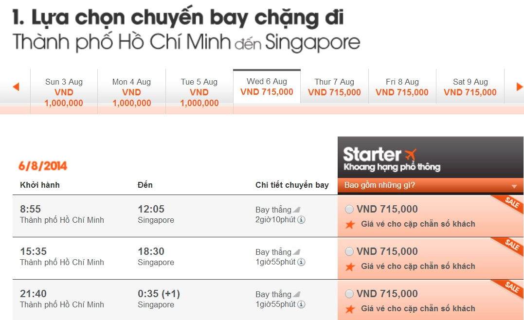 Vé giá rẻ chặng Sài Gòn – Singapore