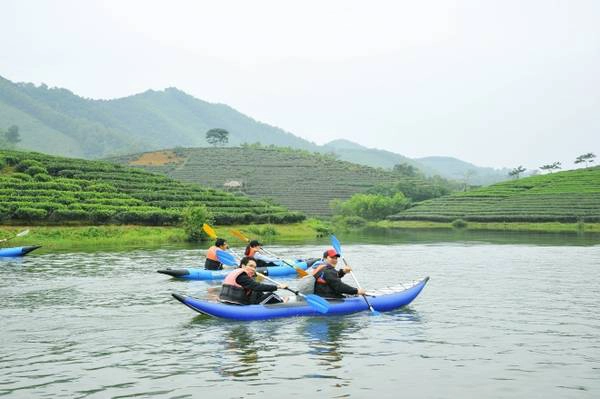 Đi dọc đường mòn Hồ Chí Minh đoạn qua địa phận xã Thanh An, bạn rẽ vào khoảng 200 m sẽ đến đảo chè.