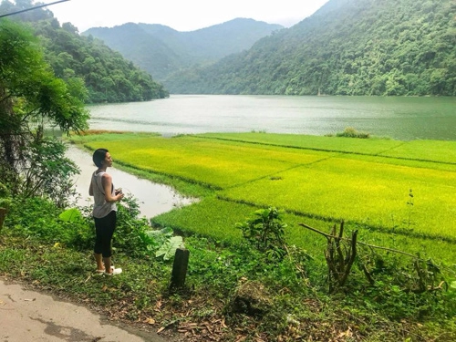 Những thửa ruộng xanh bắt đầu chuyển dần sang sắc vàng. Những thửa ruộng xanh bắt đầu chuyển dần sang sắc vàng.