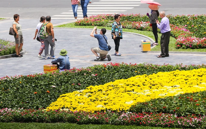 Các du khách ghé qua nhà thờ Đức Bà cũng tranh thủ chụp ảnh trong vườn hoa. "Tôi từ ngoài Bắc vào Sài Gòn du lịch lần đầu tiên, ra nhà thờ này tham quan. Những vườn hoa đủ màu sắc đẹp lắm, tạo nên vẻ sinh động cho nơi đây", chị Lan (du khách Hà Nội) cho biết. Các du khách ghé qua nhà thờ Đức Bà cũng tranh thủ chụp ảnh trong vườn hoa. "Tôi từ ngoài Bắc vào Sài Gòn du lịch lần đầu tiên, ra nhà thờ này tham quan. Những vườn hoa đủ màu sắc đẹp lắm, tạo nên vẻ sinh động cho nơi đây", chị Lan (du khách Hà Nội) cho biết.