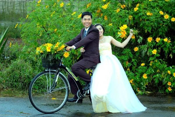 Cặp vợ chồng trẻ lên Đà Lạt mùa này chỉ để chụp ảnh cưới bên cánh hoa. Cặp vợ chồng trẻ lên Đà Lạt mùa này chỉ để chụp ảnh cưới bên cánh hoa.