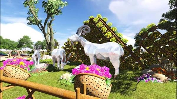 "Đại cảnh linh vật" trong vườn hoa Bạch Đằng Tết Ất Mùi 2015. danang-ivivu-1