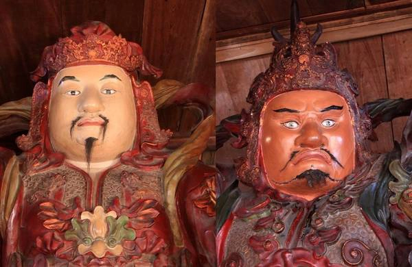 Ở chùa Trung có hai pho tượng Hộ Pháp lớn, một tượng ông Thiện (bên trái), một tượng ông Ác (bên phải). Ở chùa Trung có hai pho tượng Hộ Pháp lớn, một tượng ông Thiện (bên trái), một tượng ông Ác (bên phải).