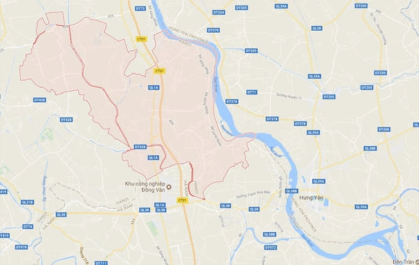 Khu vực huyện Phú Xuyên (khoanh đỏ), Hà Nội trên bản đồ. Ảnh chụp màn hình. Khu vực huyện Phú Xuyên (khoanh đỏ), Hà Nội trên bản đồ. Ảnh chụp màn hình.