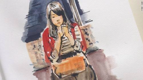 "Mất gần một giờ tôi mới hoàn thành một cảnh trên chiếc cốc. Tuy nhiên cũng có lúc tôi vẽ rất nhanh, chẳng hạn như chỉ cần 30 giây cho bức ký họa về một người mà tôi ấn tượng sắp phải xuống tàu" - Hogan cho biết. duong-pho-tokyo-tren-nhung-chiec-coc-giay-ivivu-4