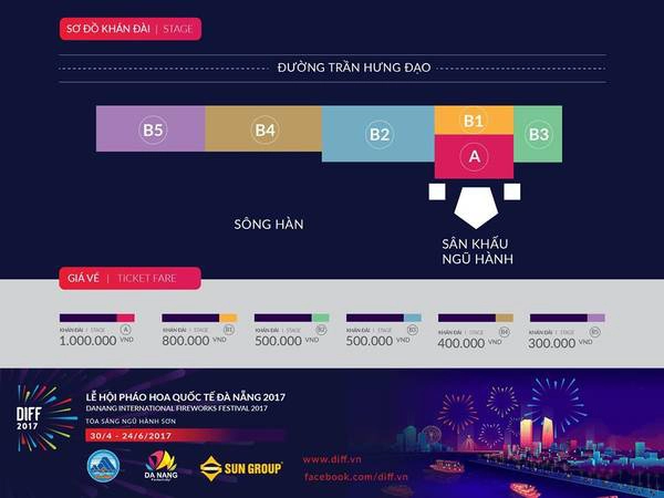 Sơ đồ khán đài lễ hội pháo hoa quốc tế Đà Nẵng 2017. Ảnh: FB diff