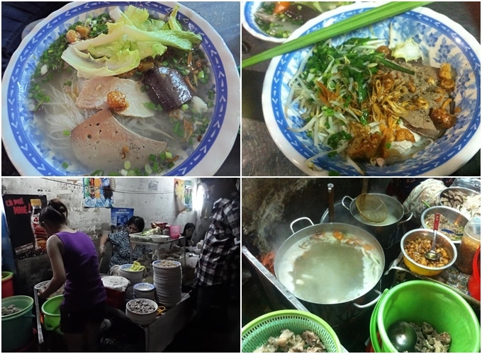 Hủ tiếu lòng - đường Đinh Tiên Hoàng, quận Bình Thạnh (19h - 24h) Gần tiệm cơm tấm ma, quán hủ tiếu bình dân này chủ yếu phục vụ công nhân tan làm muộn và khách quen, cũng thu hút không ít sinh viên hay dân đi chơi đêm ở Sài Gòn. Điểm nhấn của tô hủ tiếu nằm ở món lòng được làm sạch sẽ, không hôi, vừa béo vừa dai sần sật nhai vui miệng. Giá cả thì khá mềm, tầm 22.000 - 28.000 đồng là đủ giúp bạn đẩy lùi cơn đói khó chịu ban đêm. Hủ tiếu lòng - đường Đinh Tiên Hoàng, quận Bình Thạnh (19h - 24h) Gần tiệm cơm tấm ma, quán hủ tiếu bình dân này chủ yếu phục vụ công nhân tan làm muộn và khách quen, cũng thu hút không ít sinh viên hay dân đi chơi đêm ở Sài Gòn. Điểm nhấn của tô hủ tiếu nằm ở món lòng được làm sạch sẽ, không hôi, vừa béo vừa dai sần sật nhai vui miệng. Giá cả thì khá mềm, tầm 22.000 - 28.000 đồng là đủ giúp bạn đẩy lùi cơn đói khó chịu ban đêm.
