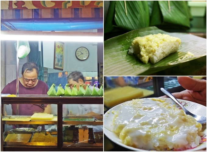 Xôi cadé - đường Trần Phú, quận 5 (17h - 2h) Tồn tại hơn 40 năm nay ngay trục đường chính của quận 5, tiệm xôi của người đàn ông này luôn đông khách chờ mua dù là lúc 1-2 h sáng. Cadé vốn là một loại nhân được làm từ trứng, đường, nước cốt dừa, sầu riêng... cho vị ngọt béo, gói trong lá chuối tươi, phết lên trên mặt xôi dẻo nên dễ gây ngấy. Tuy nhiên lại là món khoái khẩu của các tín đồ ngọt. Một miếng xôi nhỏ bằng nắm tay, tầm 12.000 đồng vừa đủ lót dạ đêm khuya. Xôi cadé - đường Trần Phú, quận 5 (17h - 2h) Tồn tại hơn 40 năm nay ngay trục đường chính của quận 5, tiệm xôi của người đàn ông này luôn đông khách chờ mua dù là lúc 1-2 h sáng. Cadé vốn là một loại nhân được làm từ trứng, đường, nước cốt dừa, sầu riêng... cho vị ngọt béo, gói trong lá chuối tươi, phết lên trên mặt xôi dẻo nên dễ gây ngấy. Tuy nhiên lại là món khoái khẩu của các tín đồ ngọt. Một miếng xôi nhỏ bằng nắm tay, tầm 12.000 đồng vừa đủ lót dạ đêm khuya.