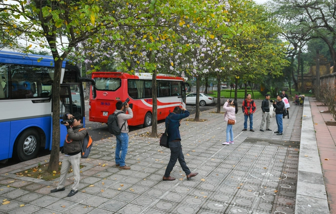 “Tôi thích hoa ban lắm nên đã rủ bạn nhanh chóng lên kế hoạch thuê áo dài, trang điểm, thuê người chụp ảnh không hoa tàn mất”, chị Huệ (quận Thanh Xuân, Hà Nội) cho biết.