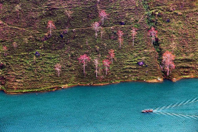 Sông Nho Quế chảy trên dải đất Việt Nam khoảng 46 km, qua lớp đá tai mèo lởm chởm của hệ thống công viên địa chất toàn cầu cao nguyên đá Đồng Văn, tạo nên dòng chảy mạnh với vô số thác ghềnh trắng xóa. Dòng nước xen giữa những hẻm vực, thung lũng ẩn hiện giữa non cao núi bạc và mây trời Hà Giang.