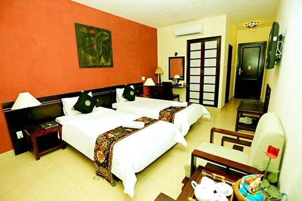 Phòng deluxe với phong cách lạ và đẹp mắt. 