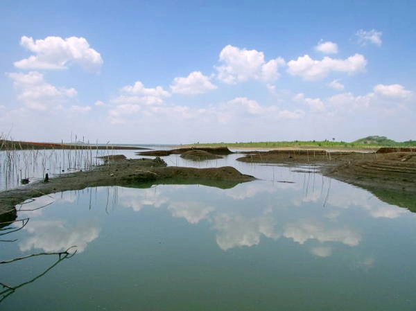 Hồ Sông Ray nhìn từ bờ hồ phía đông bắc thuộc xã Hòa Hưng, huyện Xuyên Mộc - Ảnh: Nguyễn Thiên Đăng