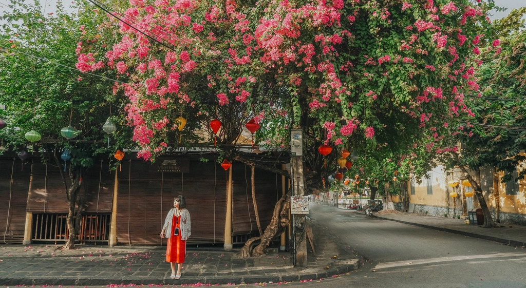 Dù tìm kiếm điều mới mẻ, mình vẫn thích nhất cảm giác dạo quanh phố cổ vào một buổi sáng. Quãng thời gian đẹp nhất để ghé thăm phố cổ là từ 7-8h. Lúc này, những con phố không còn dòng người tấp nập hay những hàng quán tất bật. Nhịp sống trở nên chậm rãi, nhẹ nhàng, các góc sống ảo Hội An cũng vì vậy mà trở nên tươi mới hơn.