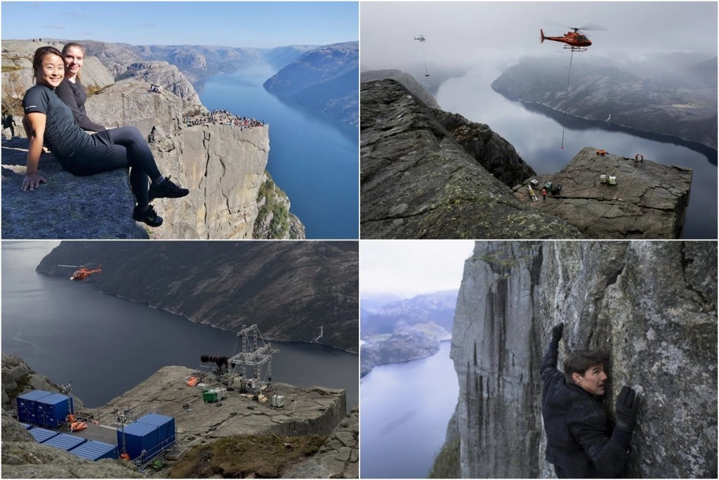 Pulpit Rock - vách đá thẳng đứng có độ cao 604 m thuộc Lysefjorden (Na Uy) - là điểm dừng cuối cùng của cuộc rượt đuổi gay cấn giữa Ethan và Walker. Người xem được dịp thót tim với cảnh cả hai lủng lẳng trên vách đá thẳng đứng, bên dưới là dòng sông uốn quanh. Pulpit Rock - vách đá thẳng đứng có độ cao 604 m thuộc Lysefjorden (Na Uy) - là điểm dừng cuối cùng của cuộc rượt đuổi gay cấn giữa Ethan và Walker. Người xem được dịp thót tim với cảnh cả hai lủng lẳng trên vách đá thẳng đứng, bên dưới là dòng sông uốn quanh.