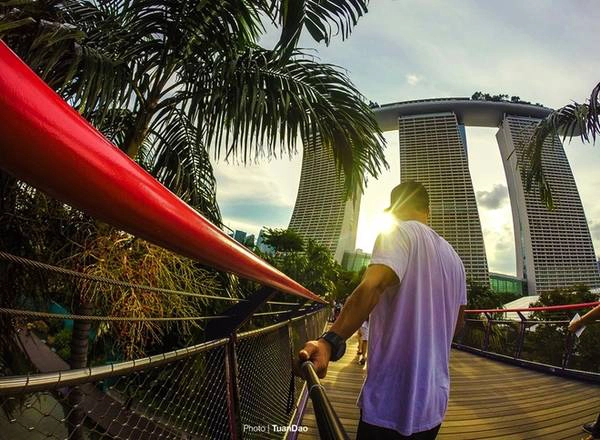 Con đường trên cao nối từ Marina Bay Sands Hotel với Garden by the Bay. Từ đây du khách có thể ngắm nhìn toàn bộ khách sạn Marina Bay Sands nổi tiếng thế giới về sự đắt giá cũng như thiết kế vô cùng độc đáo. Khách sạn được thiết kế như ba cây gậy đánh gôn và được đặt ở trên là cả một chiếc tàu.