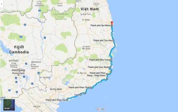 Gọi cung đường từ Bà Rịa - Vũng Tàu đi qua Bình Thuận, Ninh Thuận, Khánh Hòa, Phú Yên đến Bình Định là cung đường biển đẹp nhất Việt Nam, có lẽ không một kẻ lữ hành nào từng qua đây lên tiếng phản đối. Con đường có một bên là biển xanh, một bên là vách núi, xuyên qua triền cát trắng, những ghềnh đá hùng vĩ, 11 vịnh, 11 mũi đất, 8 đầm nước và không thể đếm hết những bãi biển hoang sơ không dấu chân người . Gọi cung đường từ Bà Rịa - Vũng Tàu đi qua Bình Thuận, Ninh Thuận, Khánh Hòa, Phú Yên đến Bình Định là cung đường biển đẹp nhất Việt Nam, có lẽ không một kẻ lữ hành nào từng qua đây lên tiếng phản đối. Con đường có một bên là biển xanh, một bên là vách núi, xuyên qua triền cát trắng, những ghềnh đá hùng vĩ, 11 vịnh, 11 mũi đất, 8 đầm nước và không thể đếm hết những bãi biển hoang sơ không dấu chân người .