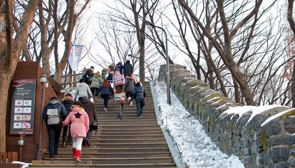 Khách tham quan có thể đi cáp treo Namsan lên núi, rồi đi bộ lên tháp ngắm cảnh đẹp hai bên. Khách tham quan có thể đi cáp treo Namsan lên núi, rồi đi bộ lên tháp ngắm cảnh đẹp hai bên.