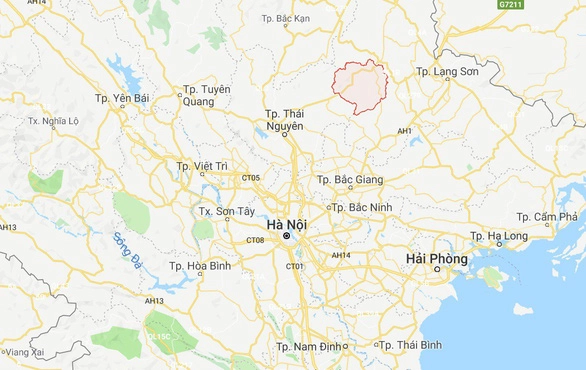 Bắc Sơn (Lạng Sơn) - vị trí đánh dấu đỏ trên bản đồ - cách Hà Nội 160km, với khoảng 3 tiếng đi ôtô - Ảnh chụp màn hình
