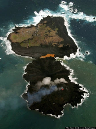 Lava Flow Connects New Islet With Nishinoshima Island