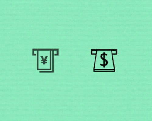 Biểu tượng đổi tiền ngoại tệ cũ (trái) và mới (phải). Ảnh: Fastcodesign.