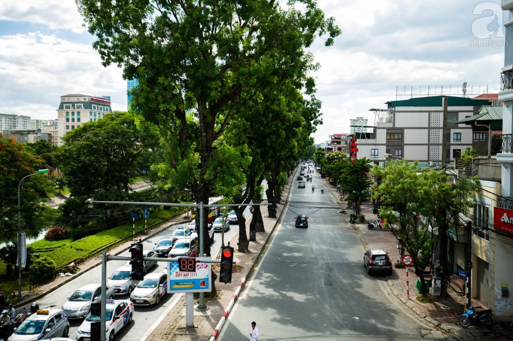 Những hộ dân sinh sống tại khu vực Đường Láng cũng mừng thầm vì được hàng cây cổ thụ che nắng suốt một chặng dài