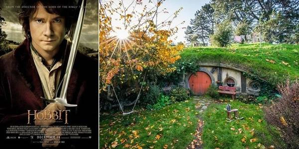 <strong>The Hobbit (Đại chiến 5 cánh quân) - Matamata, New Zealand: </strong>Các cảnh quay ngôi làng của người Hobbit trong Đại chiến 5 cánh quân và Chúa tể những chiếc nhẫn được thực hiện ở Matamata, New Zealand. Gần đó, khu Green Dragon, nơi những người Hobbit gặp Aragorn trong tập đầu của loạt phim nổi tiếng cũng còn nguyên vẹn. <strong>The Hobbit (Đại chiến 5 cánh quân) - Matamata, New Zealand: </strong>Các cảnh quay ngôi làng của người Hobbit trong Đại chiến 5 cánh quân và Chúa tể những chiếc nhẫn được thực hiện ở Matamata, New Zealand. Gần đó, khu Green Dragon, nơi những người Hobbit gặp Aragorn trong tập đầu của loạt phim nổi tiếng cũng còn nguyên vẹn.