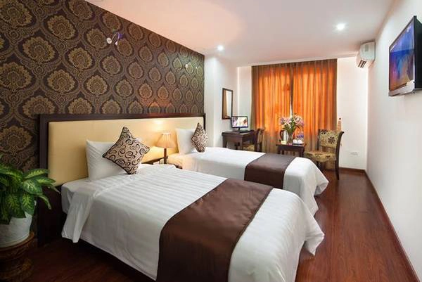 Phòng nghỉ ấm cúng của khách sạn May De Ville Hà Nội . Ảnh: iVIVU.com