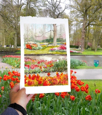 Vườn hoa Keukenhof rực rỡ ở Hà Lan.