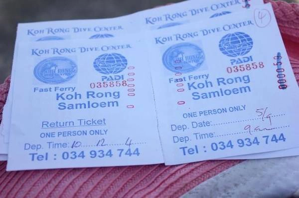 Vé phà ra đảo Koh Rong Samloem. Ảnh: Yến Nhi.