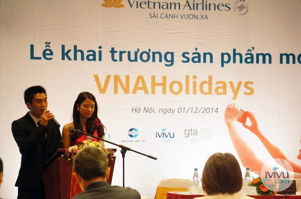 Buổi lễ khai trương sản phẩm mới VNA Holidays vừa được diễn ra vào sáng ngày 1/12/2014 tại Hà Nội. Ảnh: iVIVU.com