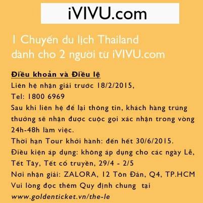 Cơ hội trúng 1 chuyến du lịch Thái Lan dành cho 2 người từ iVIVU.com