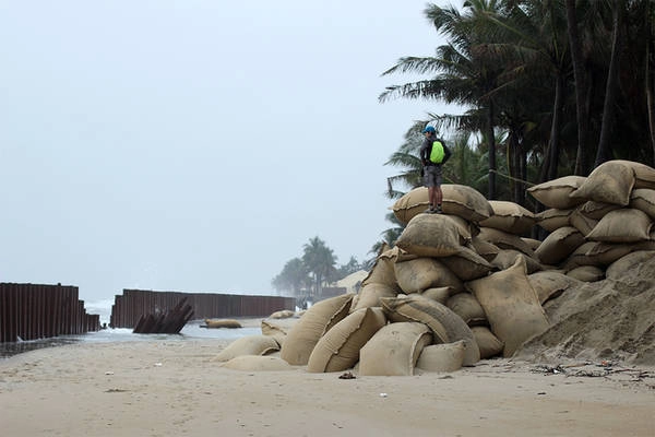 Bờ biển Cửa Đại là nơi các dòng sông Thu Bồn, Trường Giang đổ ra biển.