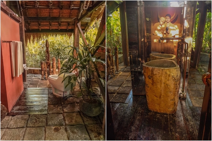 Do lượng khách ít, số phòng hạn chế nên khách lưu trú được tận hưởng trọn vẹn sự riêng tư của mình. Phòng tắm cũng như toilet không có vách ngăn, dùng bụi cây để che chắn. Mọi nhu cầu vệ sinh, tắm rửa đều thực hiện giữa thiên nhiên cho trải nghiệm khá thú vị. Do lượng khách ít, số phòng hạn chế nên khách lưu trú được tận hưởng trọn vẹn sự riêng tư của mình. Phòng tắm cũng như toilet không có vách ngăn, dùng bụi cây để che chắn. Mọi nhu cầu vệ sinh, tắm rửa đều thực hiện giữa thiên nhiên cho trải nghiệm khá thú vị.