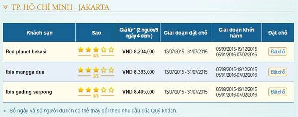 Gợi ý những mức giá cực hấp dẫn từ VNA Holidays.