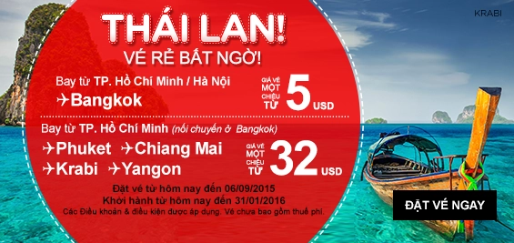 Đi Bangkok chỉ với 5 USD/chiều