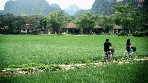 Đạp xe trên con đường đất được bao quanh bởi cánh đồng lúa thơm mát, tận hưởng một cuộc sống đơn giản nhưng thật bình yên. Đạp xe trên con đường đất được bao quanh bởi cánh đồng lúa thơm mát, tận hưởng một cuộc sống đơn giản nhưng thật bình yên.