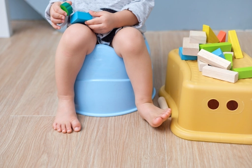 trẻ tập ngồi bô nhà vệ sinh