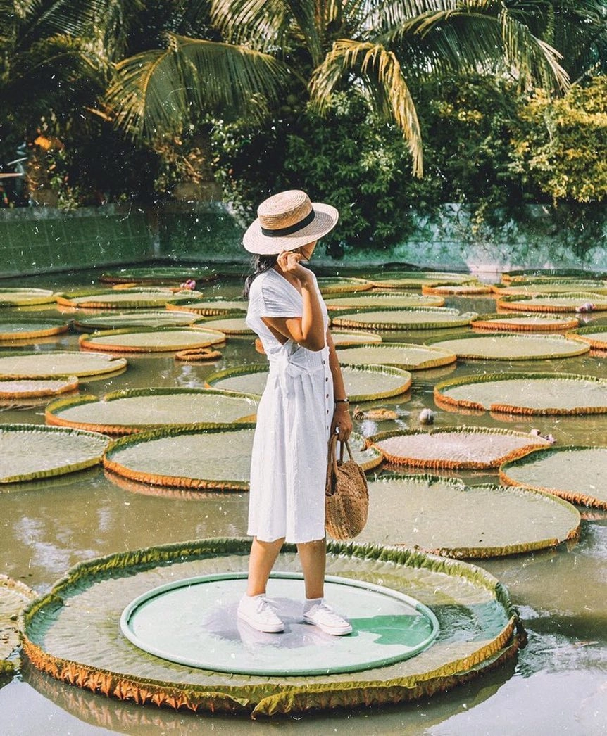 Chùa Phước Kiển (Đồng Tháp): Phước Kiển Tự là ngôi chùa nhỏ ở xã Hòa Tân, huyện Châu Thành, Đồng Tháp mang lối kiến trúc Phật giáo Đông Nam Á đặc trưng. Điều đặc biệt ở ngôi chùa này là khu vực ao sen có những lá sen khổng lồ cõng được người. Theo lời người dân địa phương, loài sen này xuất hiện trong ao của nhà chùa từ năm 1992 và tồn tại cho đến bây giờ. Không ai biết tên gọi chính xác của chúng nên người ta thường gọi bằng nhiều tên khác nhau. Có người gọi là sen vua, có khi gọi là súng nia, cây nong tằm… Khách du lịch đặc biệt hứng thú khi check-in bên những lá sen khổng lồ ở chùa Phước Kiển. Ảnh: Vntrip, hueandsuntravel. Chùa Phước Kiển (Đồng Tháp): Phước Kiển Tự là ngôi chùa nhỏ ở xã Hòa Tân, huyện Châu Thành, Đồng Tháp mang lối kiến trúc Phật giáo Đông Nam Á đặc trưng. Điều đặc biệt ở ngôi chùa này là khu vực ao sen có những lá sen khổng lồ cõng được người. Theo lời người dân địa phương, loài sen này xuất hiện trong ao của nhà chùa từ năm 1992 và tồn tại cho đến bây giờ. Không ai biết tên gọi chính xác của chúng nên người ta thường gọi bằng nhiều tên khác nhau. Có người gọi là sen vua, có khi gọi là súng nia, cây nong tằm… Khách du lịch đặc biệt hứng thú khi check-in bên những lá sen khổng lồ ở chùa Phước Kiển. Ảnh: Vntrip, hueandsuntravel.